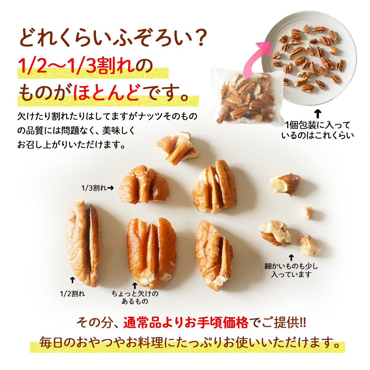 ふぞろいピーカンナッツ ロースト（割れ） 200g】 | ナッツクリエイト